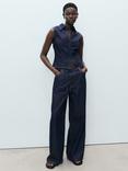 Mango Maria Wide Leg Denim Trousers, Dark Blue, Dark Blue