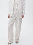 Mango Moscova Stripe Wide Leg Trousers, White