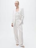 Mango Moscova Stripe Wide Leg Trousers, White