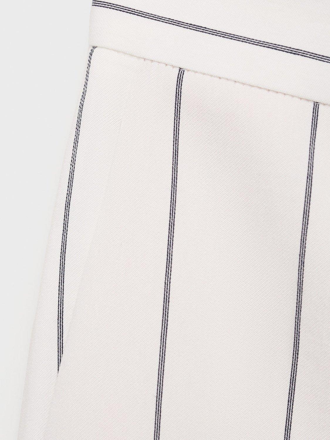 Product image 5 of 8, which shows Mango Moscova Stripe Wide Leg Trousers, White, 10