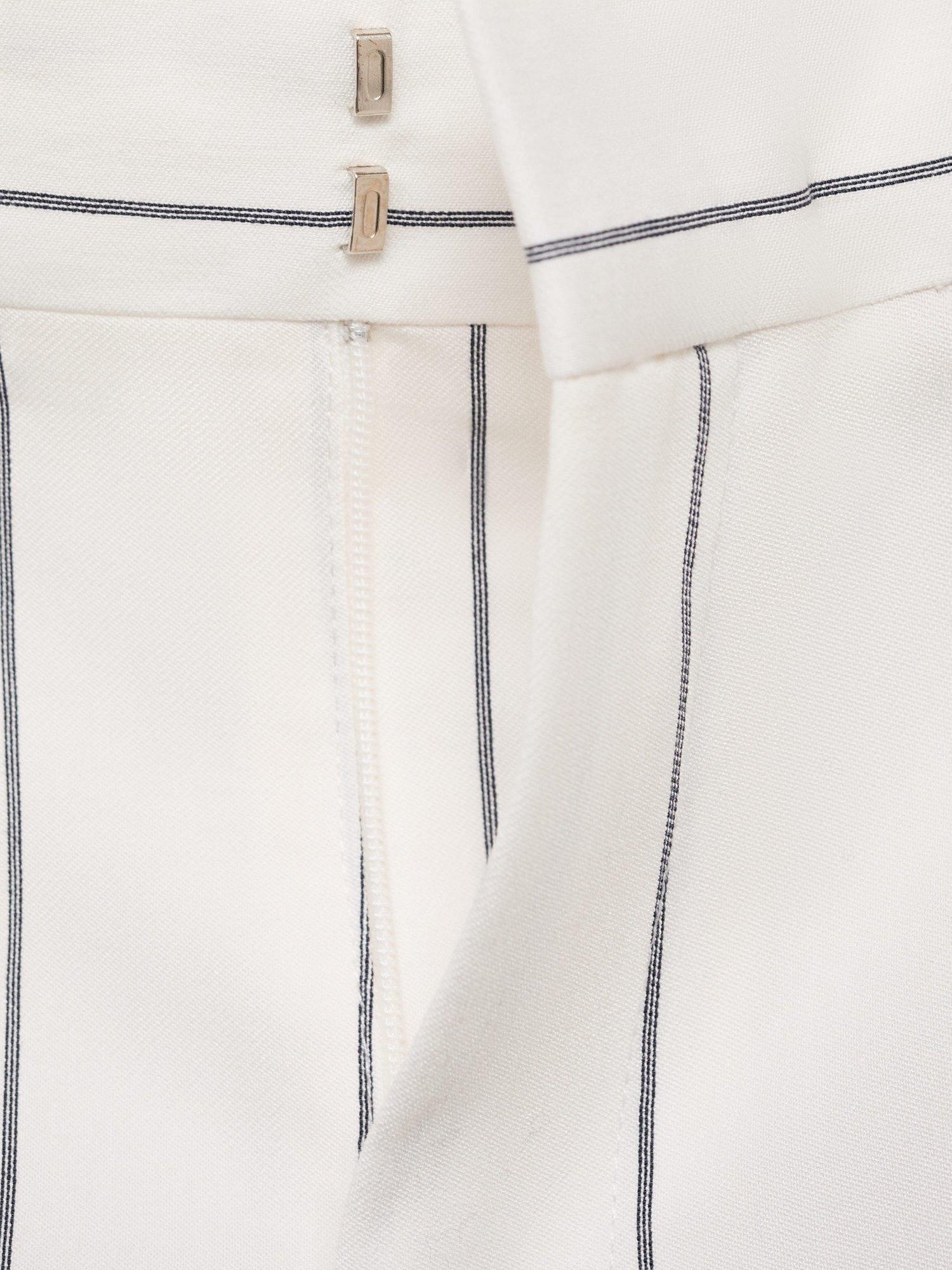 Product image 8 of 8, which shows Mango Moscova Stripe Wide Leg Trousers, White, 10