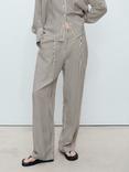 Mango Sal Stripe Straight Trousers, Natural White