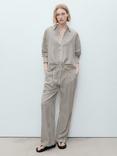 Mango Sal Stripe Straight Trousers, Natural White