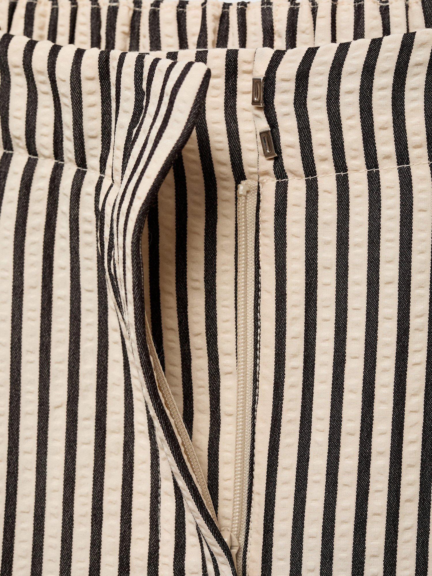 Product image 8 of 8, which shows Mango Sal Stripe Straight Trousers, Natural White, XXXL
