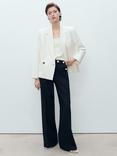 Mango Sanremo Contrast Button Wide Leg Trousers, Navy