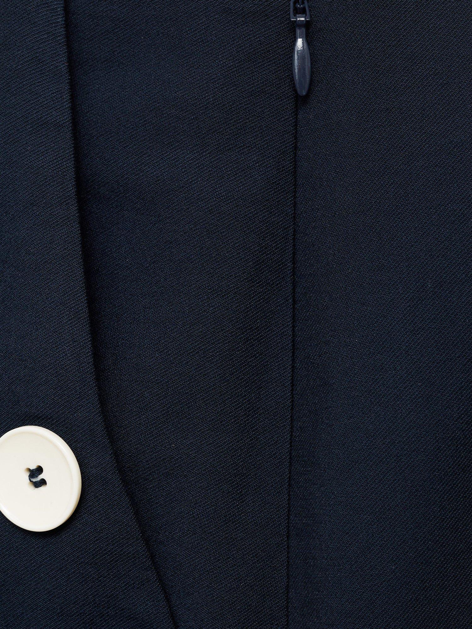 Product image 5 of 8, which shows Mango Sanremo Contrast Button Wide Leg Trousers, Navy, 10