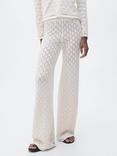 Mango Sito Open Knit Trousers, Light Beige