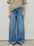 Mango Olivia Low Rise Wide Leg Jeans, Mid Blue