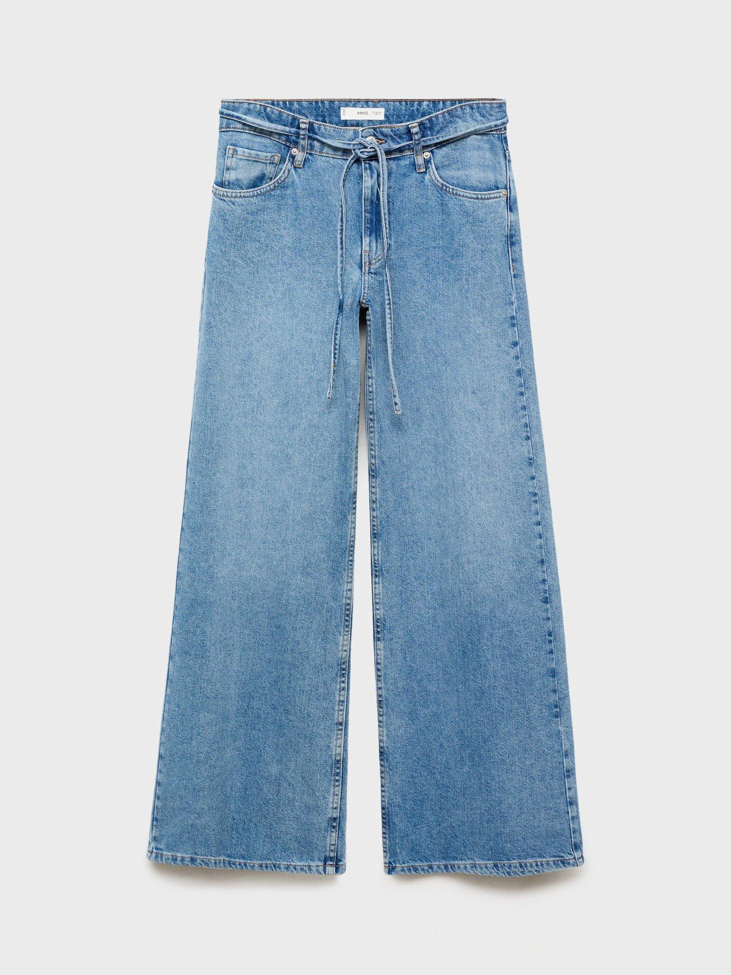 Product image 3 of 7, which shows Mango Olivia Low Rise Wide Leg Jeans, Mid Blue, 12