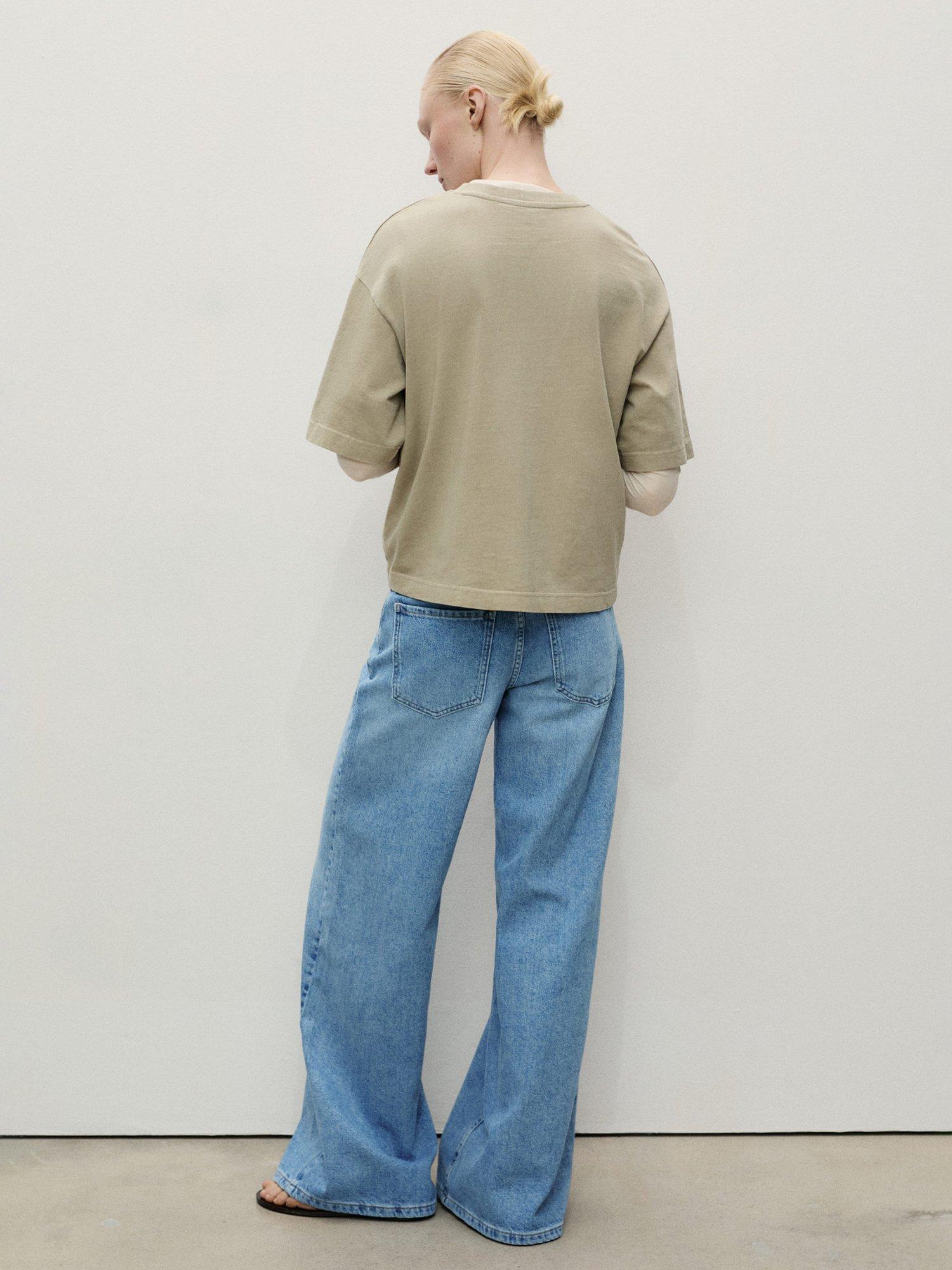 Product image 4 of 7, which shows Mango Olivia Low Rise Wide Leg Jeans, Mid Blue, 12