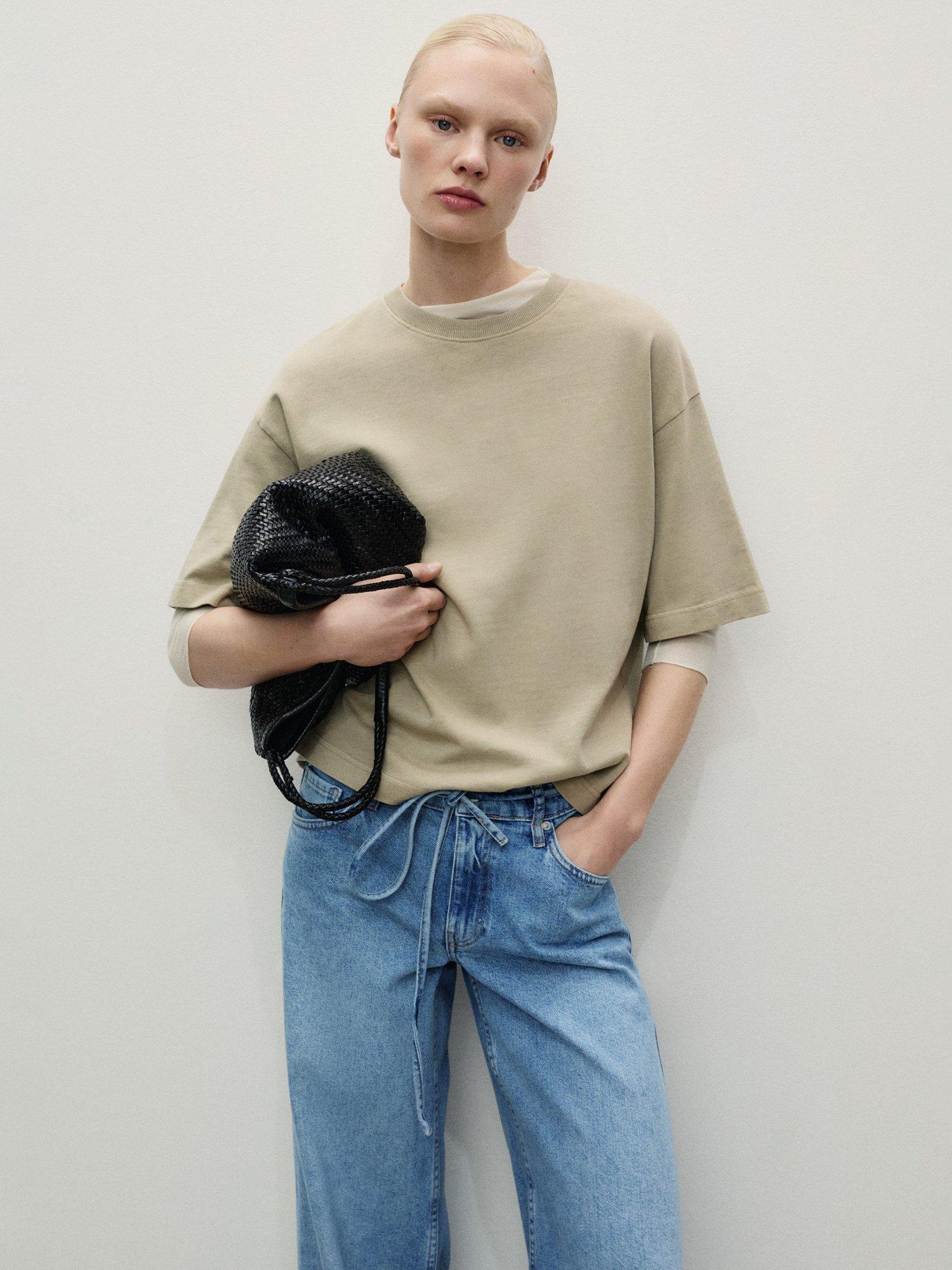 Product image 6 of 7, which shows Mango Olivia Low Rise Wide Leg Jeans, Mid Blue, 12