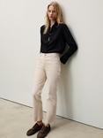 Mango Sienna Flared Cropped Jeans, Light Beige