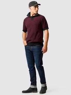 Rodd & Gunn Galdfield Geo Cotton Regular Fit Short Sleeve Knitted Polo Shirt - view 2, Burgundy
