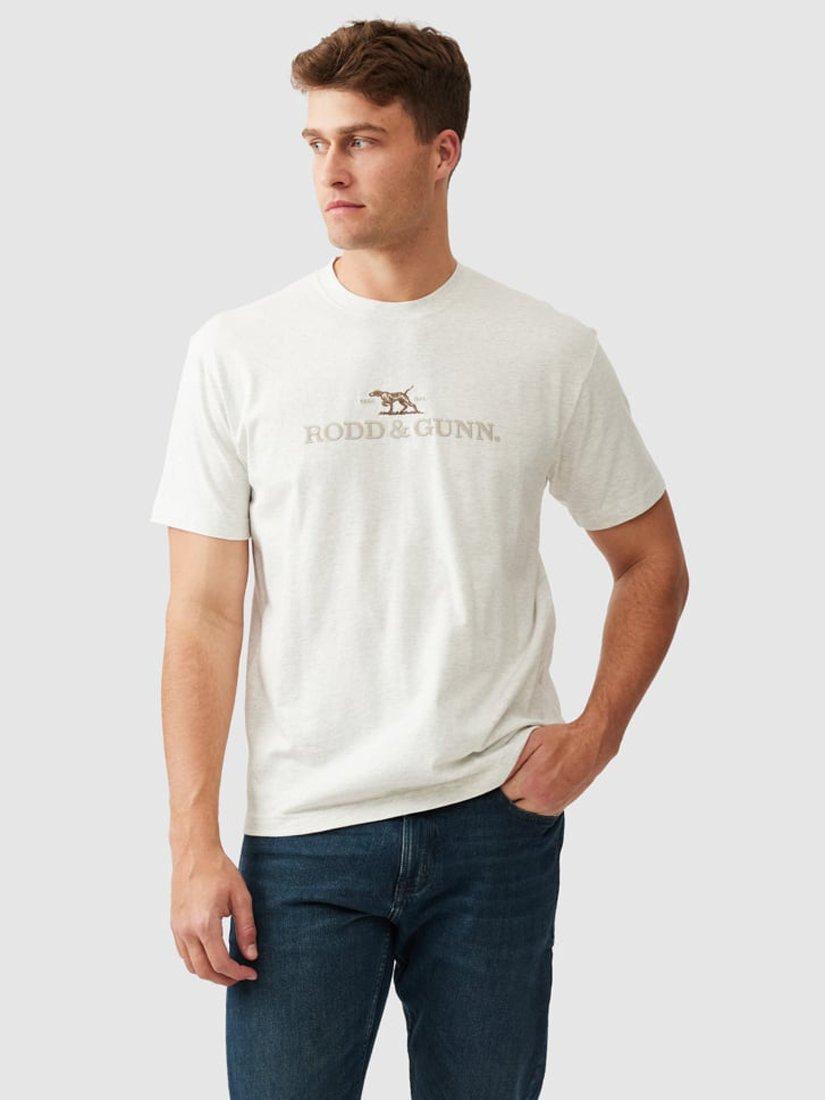 Product image 1 of 5, which shows Rodd & Gunn The Peaks Logo Cotton T-Shirt, Marble, XS