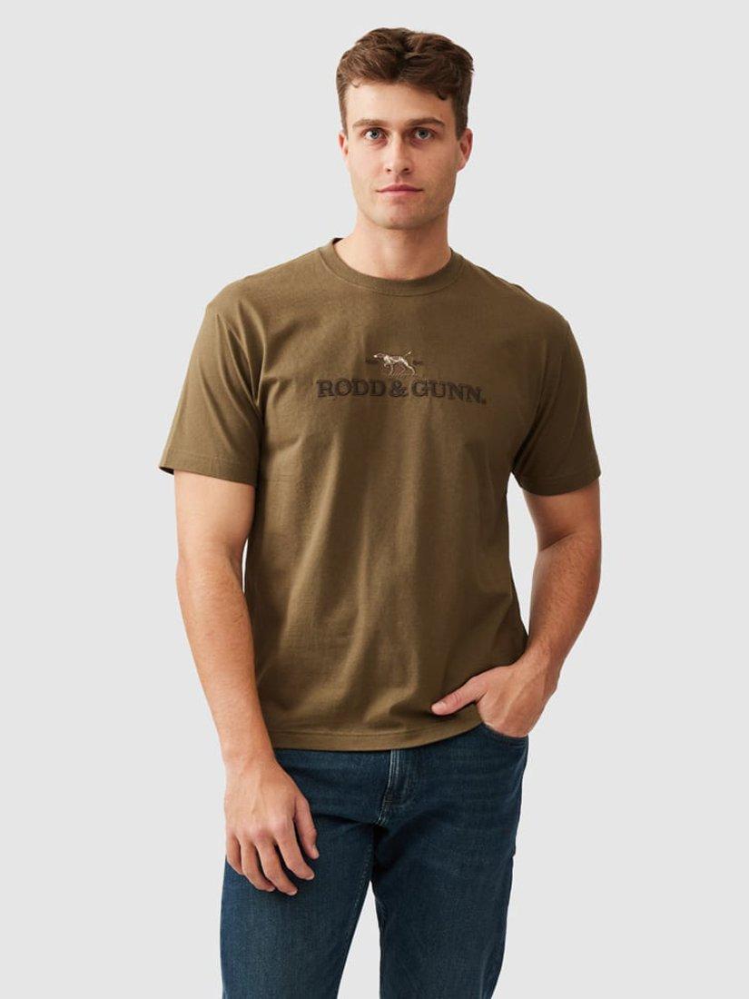 Product image 1 of 5, which shows Rodd & Gunn The Peaks Logo Cotton T-Shirt, Olive, XS