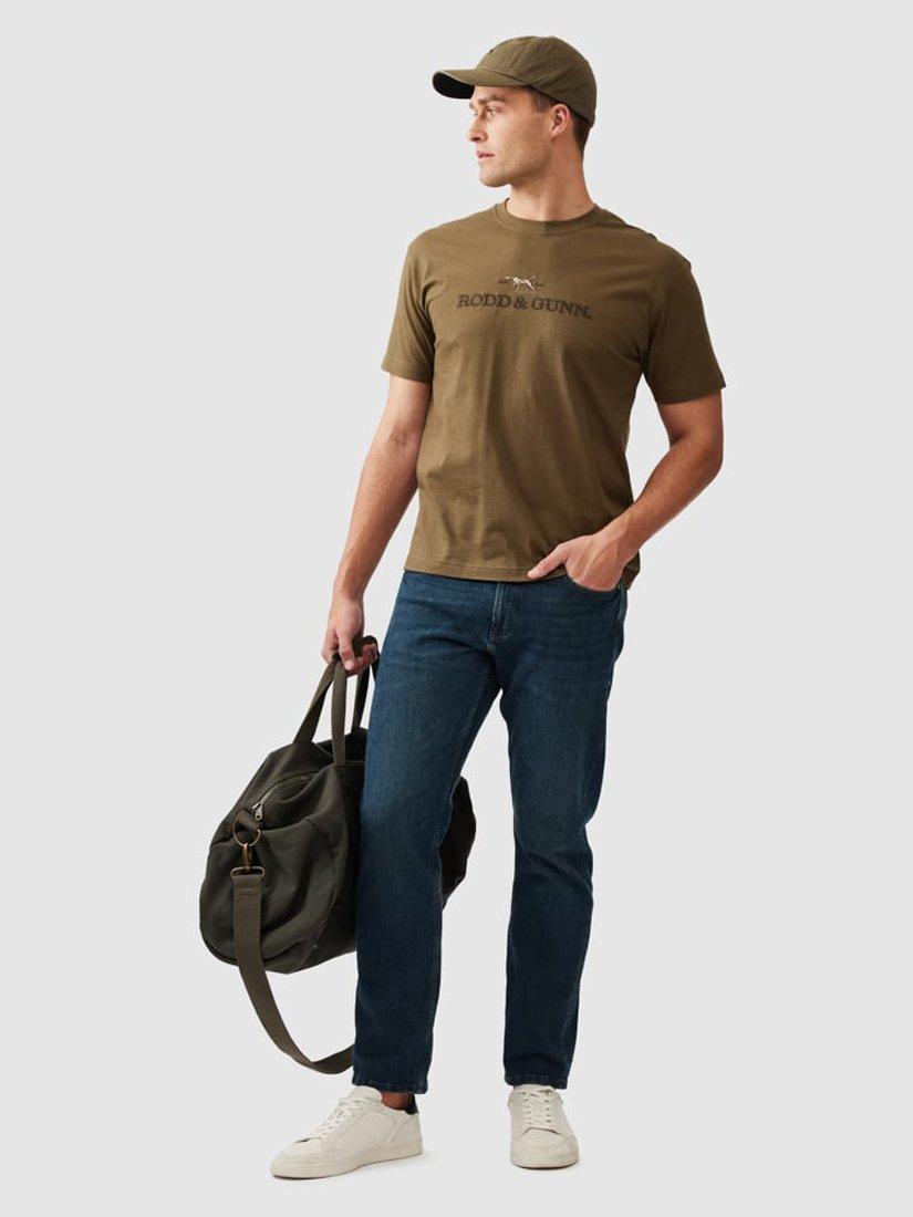 Product image 2 of 5, which shows Rodd & Gunn The Peaks Logo Cotton T-Shirt, Olive, XS