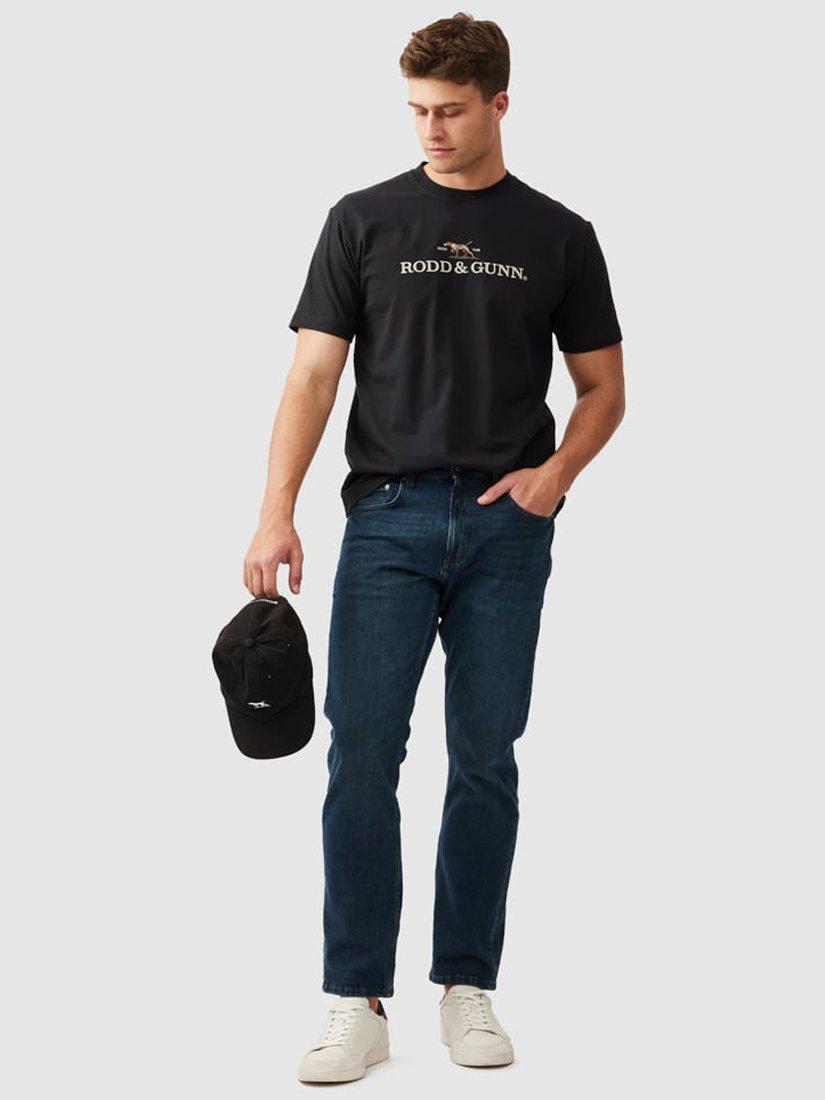 Product image 2 of 5, which shows Rodd & Gunn The Peaks Logo Cotton T-Shirt, Onyx, XS