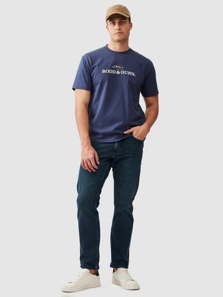 Rodd & Gunn The Peaks Logo Cotton T-Shirt - view 2, Vintage Navy