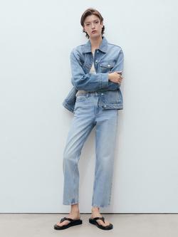 Mango Blanca Straight Crop Jeans, Open Blue