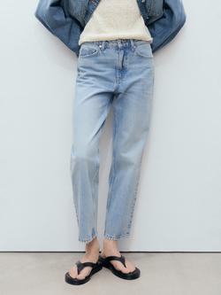 Mango Blanca Straight Crop Jeans - view 2, Open Blue