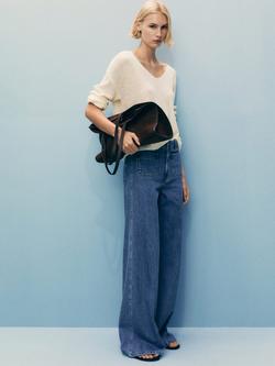 Mango Emma Wide Leg Regular Fit Jeans, Open Blue, Open Blue