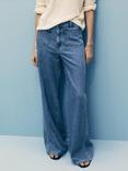 Mango Emma Wide Leg Regular Fit Jeans, Open Blue