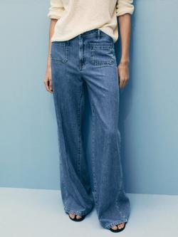 Mango Emma Wide Leg Regular Fit Jeans, Open Blue - view 2, Open Blue