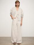 Mango Laurie Stripe Wide Leg Jeans, Light Beige