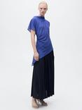 Mango Calandre Asymmetrical Striped Blouse, Medium Blue