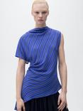 Mango Calandre Asymmetrical Striped Blouse, Medium Blue
