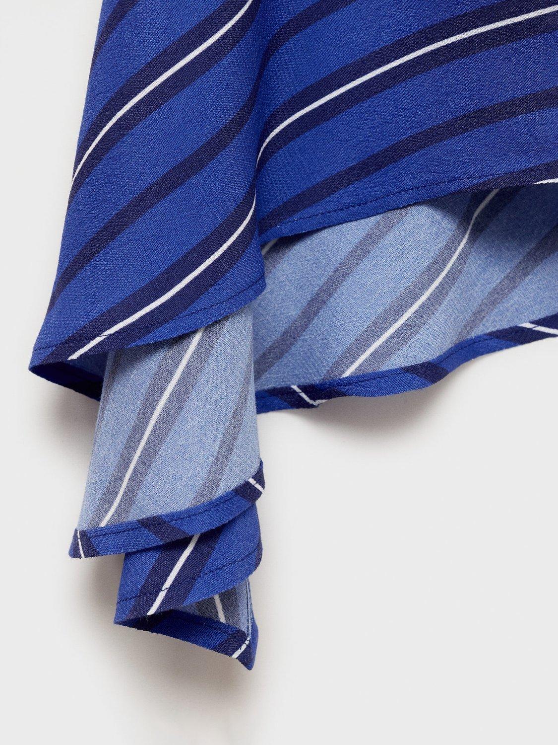 Product image 5 of 7, which shows Mango Calandre Asymmetrical Striped Blouse, Medium Blue, 10