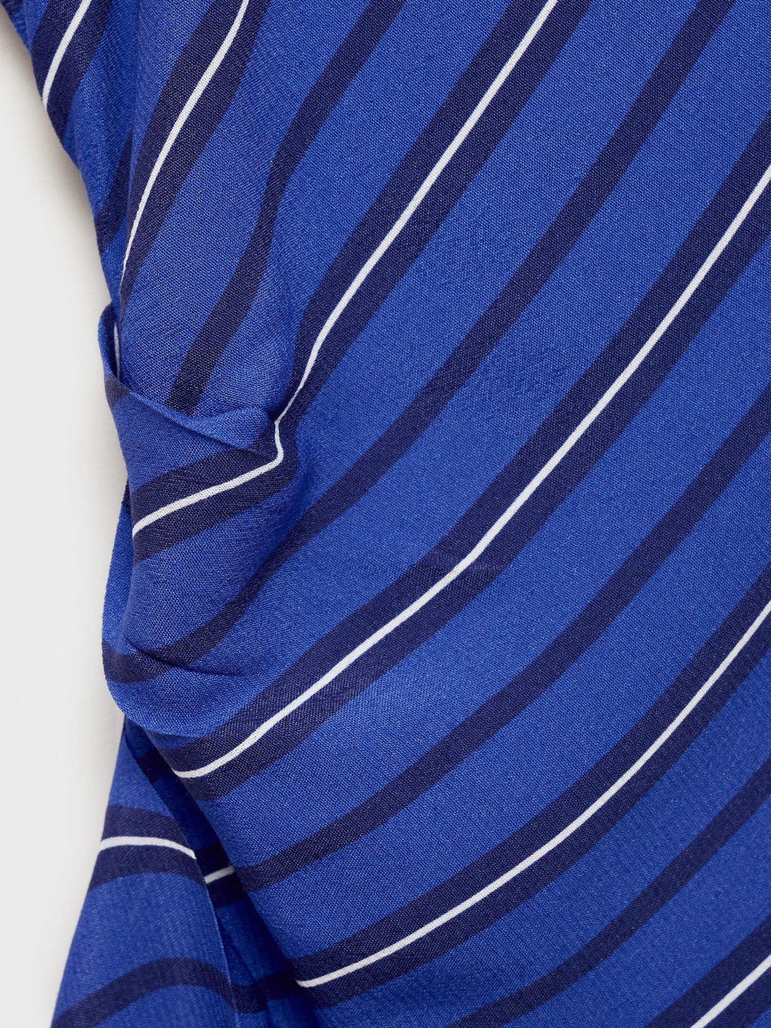 Product image 7 of 7, which shows Mango Calandre Asymmetrical Striped Blouse, Medium Blue, 10