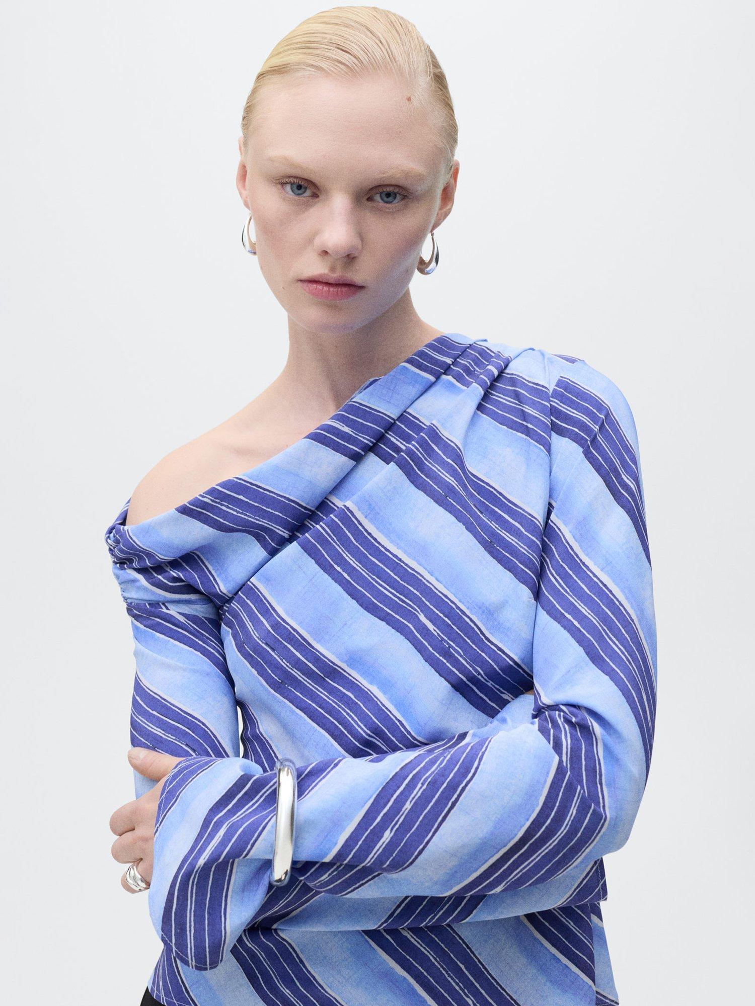 Product image 6 of 8, which shows Mango Celeste Blouse, Pastel Blue, 10