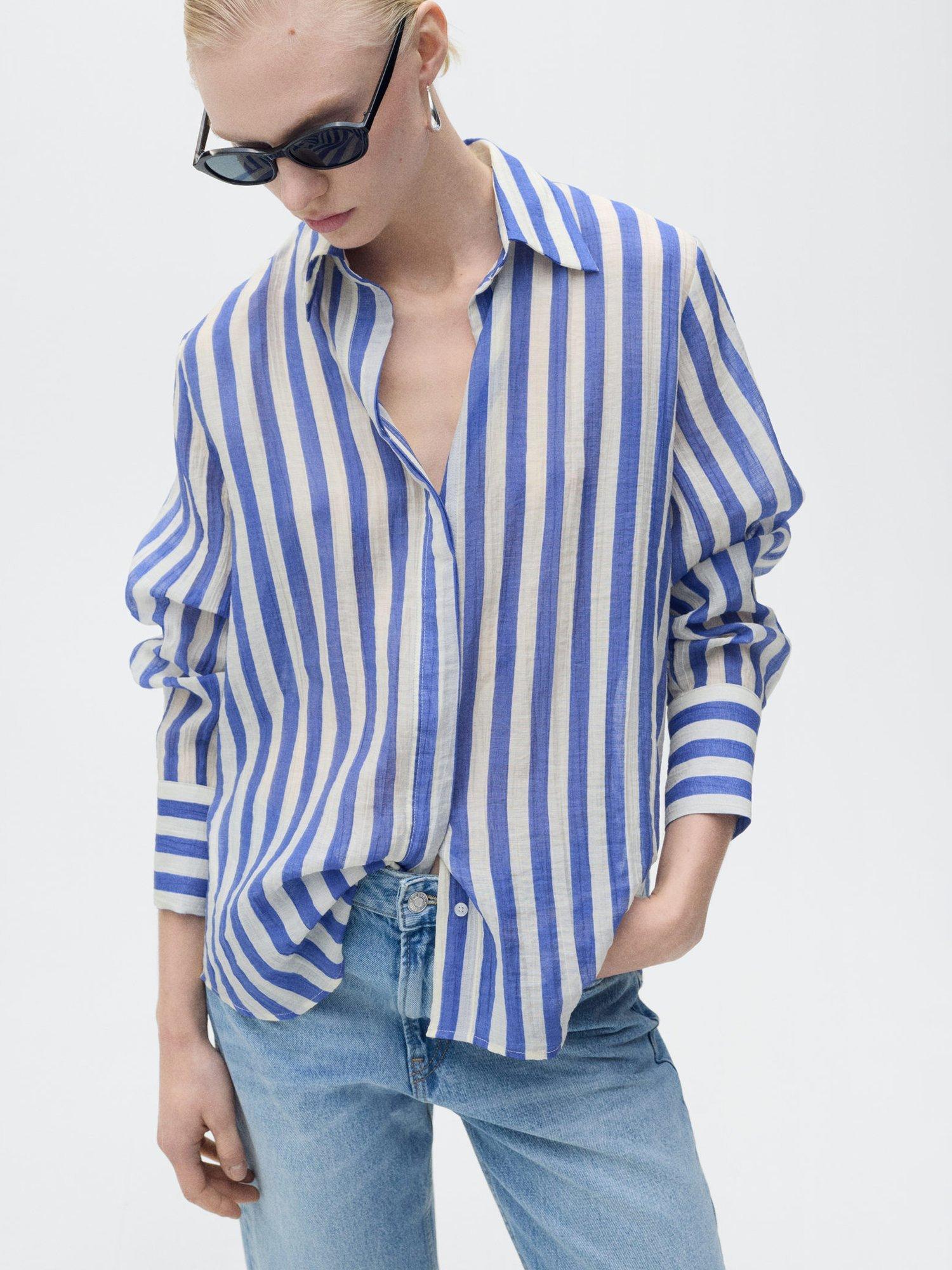 Product image 1 of 7, which shows Mango Clariet Stripe Shirt, Blue/White, 10