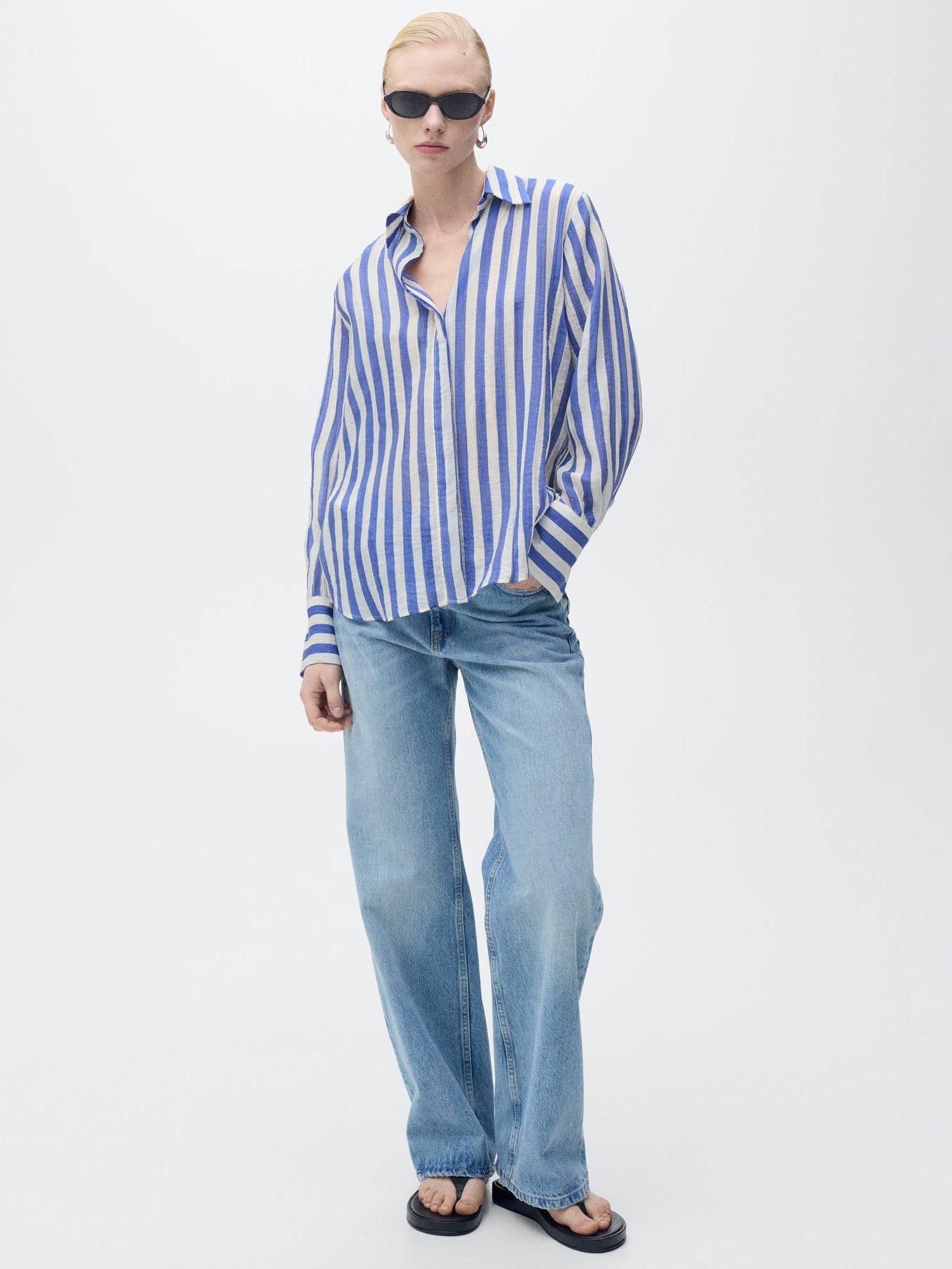 Product image 2 of 7, which shows Mango Clariet Stripe Shirt, Blue/White, 10