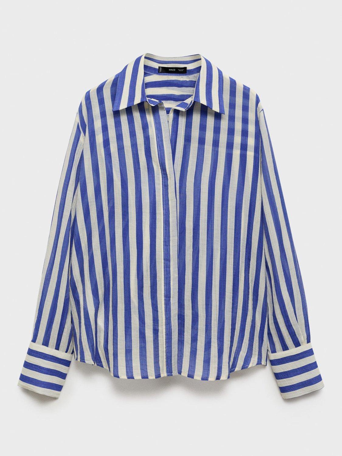 Product image 3 of 7, which shows Mango Clariet Stripe Shirt, Blue/White, 10