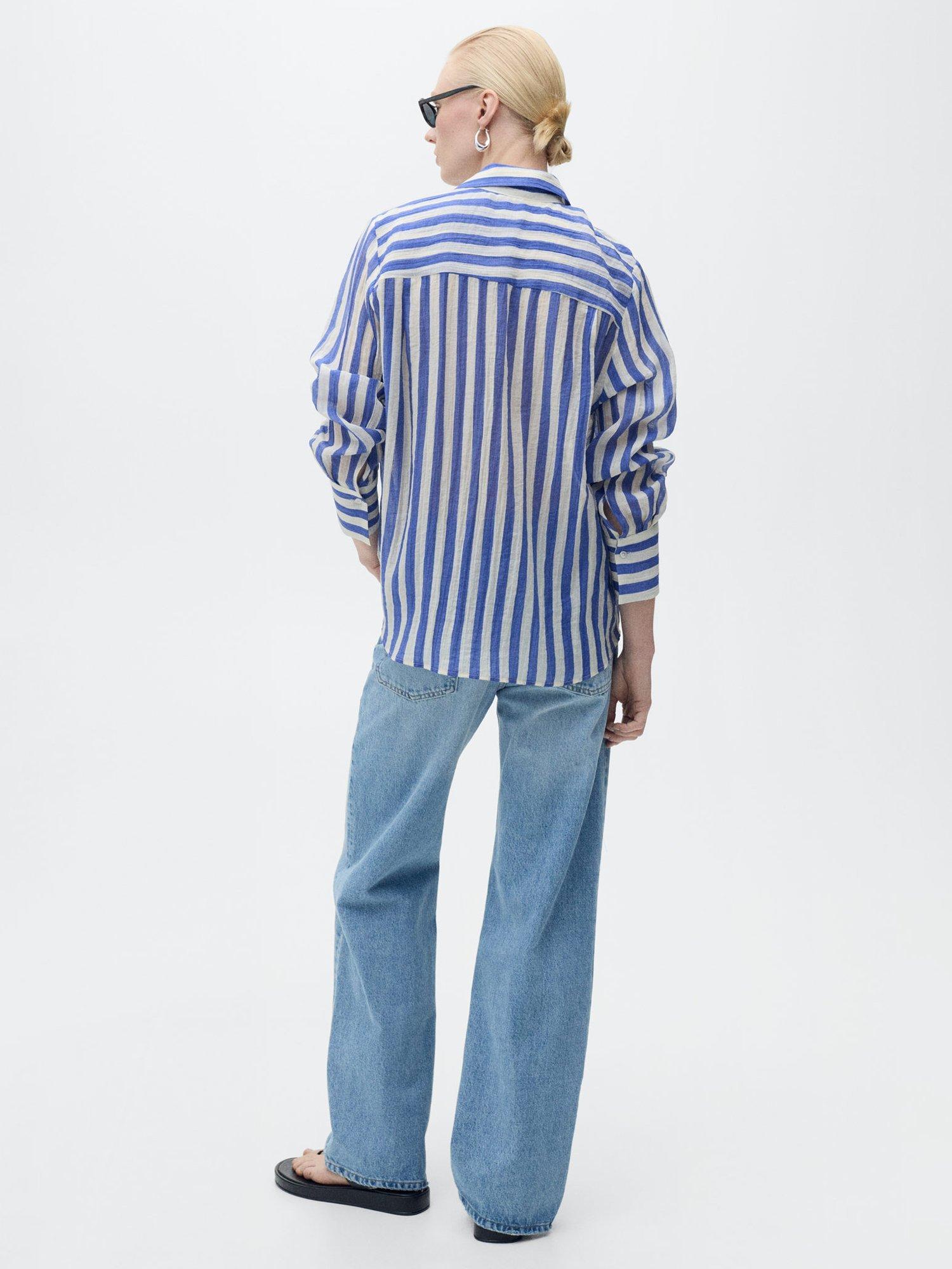 Product image 4 of 7, which shows Mango Clariet Stripe Shirt, Blue/White, 10