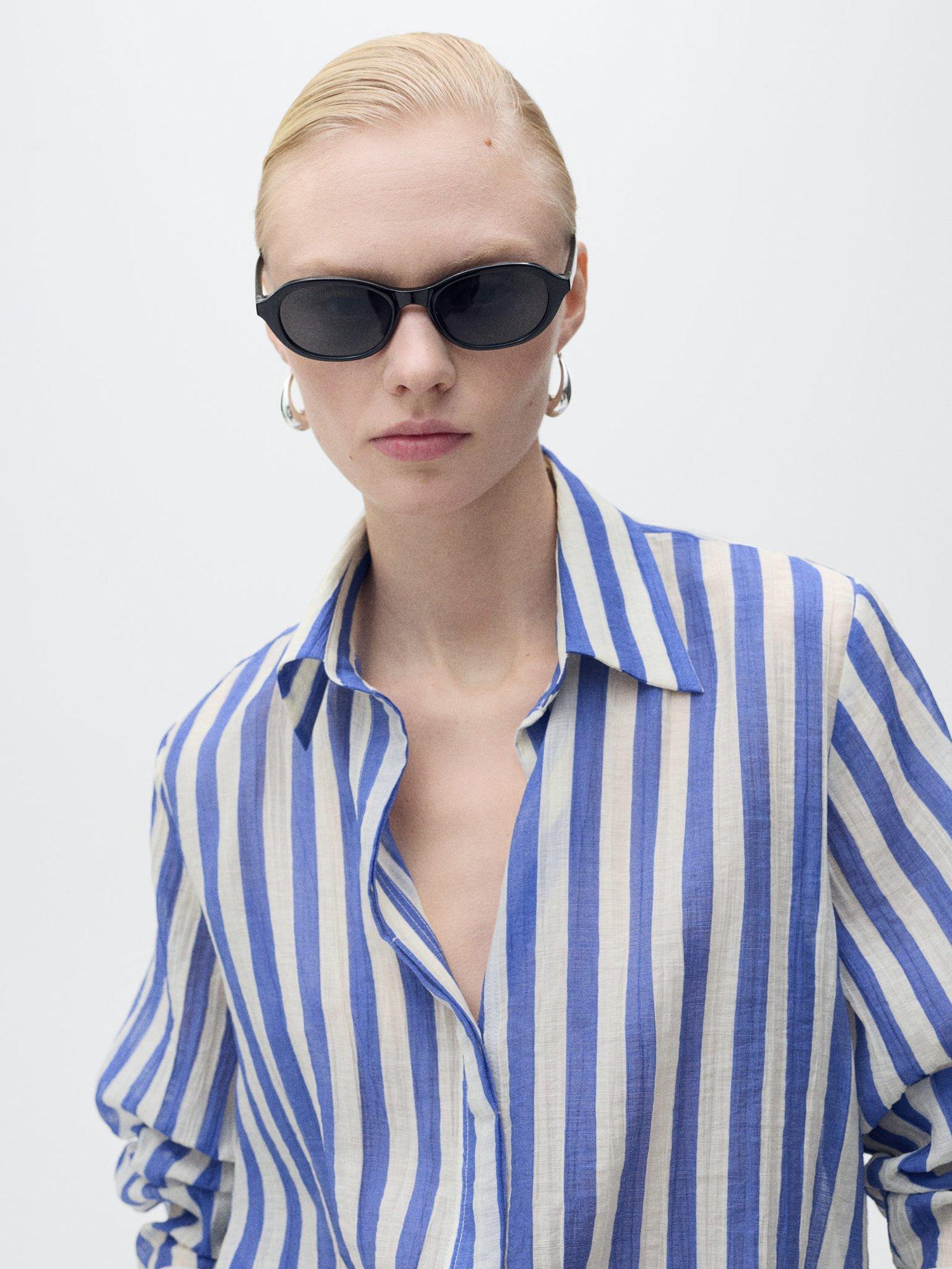 Product image 6 of 7, which shows Mango Clariet Stripe Shirt, Blue/White, 10