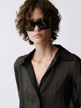 Mango Clariety Ramie Shirt, Black