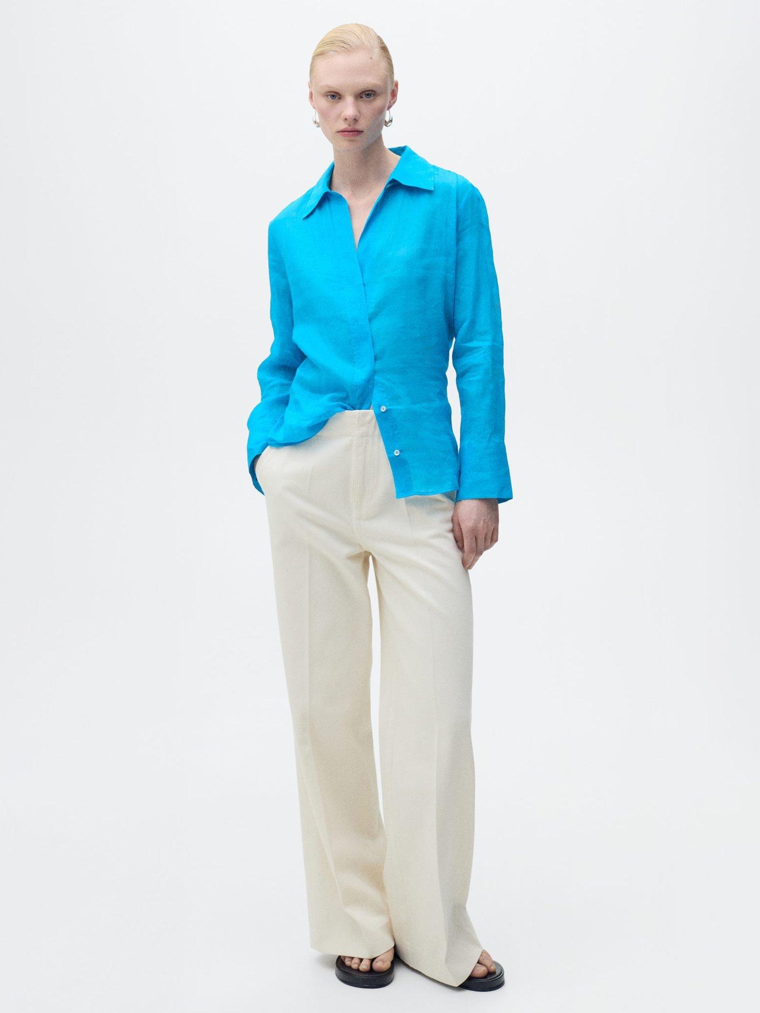 Product image 2 of 7, which shows Mango Clariety Long Sleeve Shirt, Medium Blue, 10