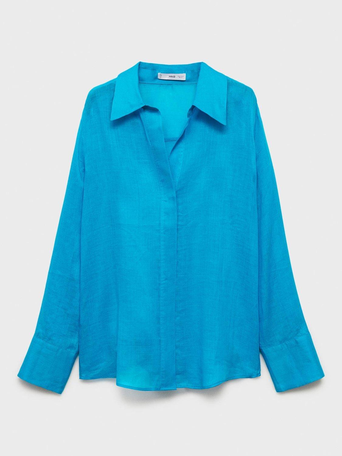 Product image 3 of 7, which shows Mango Clariety Long Sleeve Shirt, Medium Blue, 10