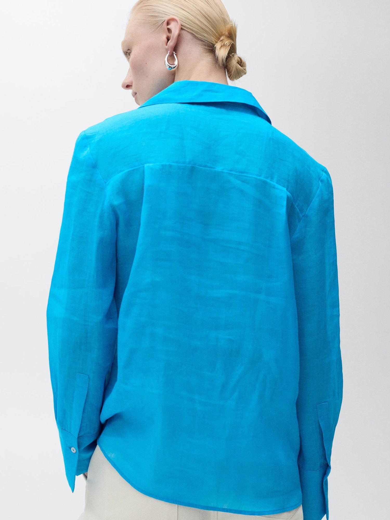 Product image 4 of 7, which shows Mango Clariety Long Sleeve Shirt, Medium Blue, 10