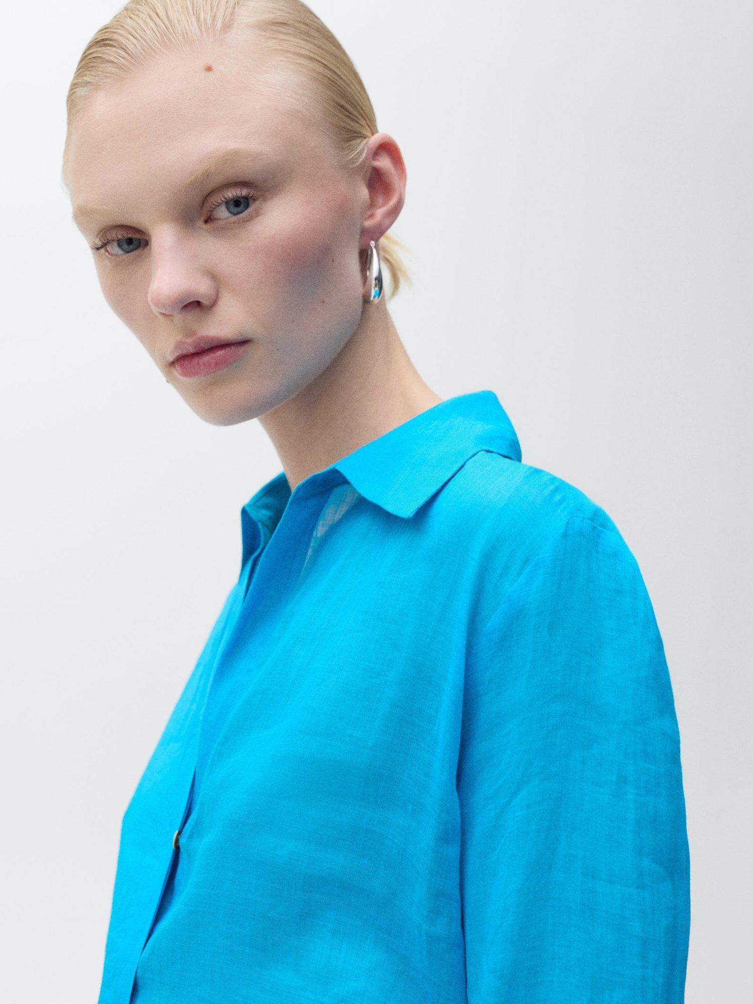 Product image 6 of 7, which shows Mango Clariety Long Sleeve Shirt, Medium Blue, 10