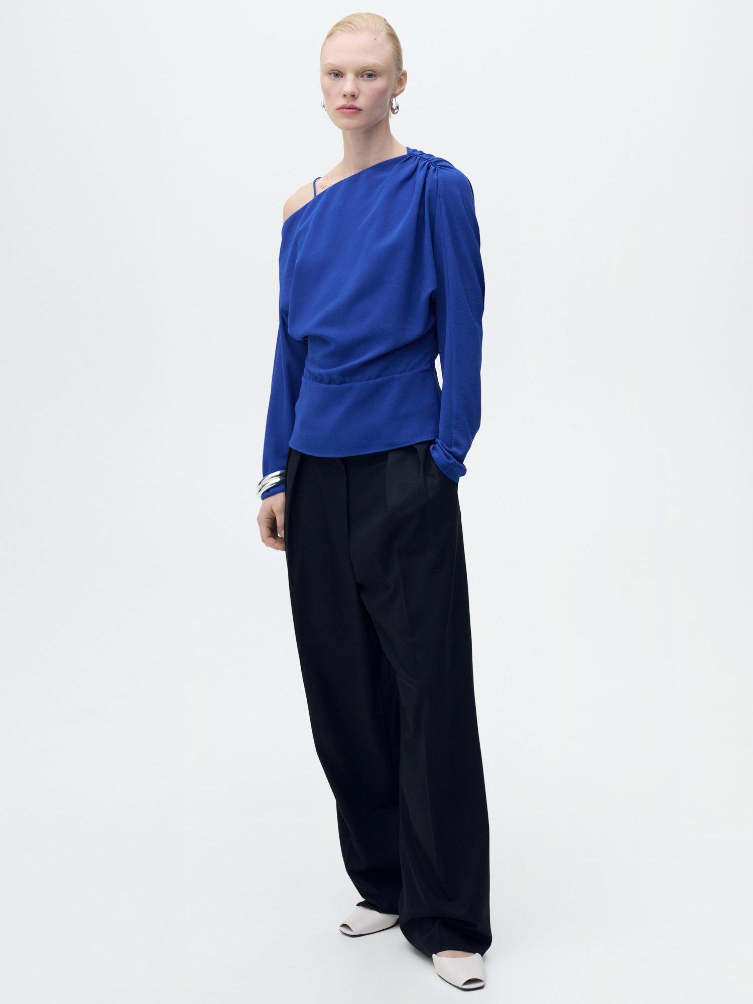 Product image 1 of 7, which shows Mango Electric Blouse, Bright Blue, 10