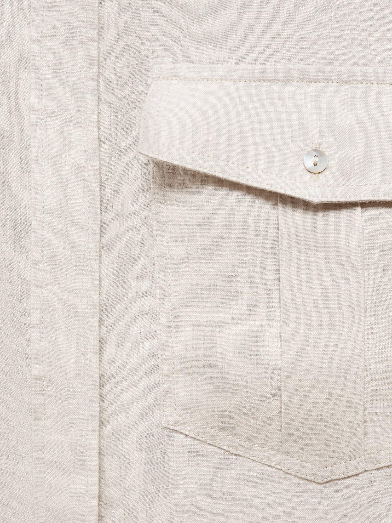 Product image 8 of 8, which shows Mango Pacha Short Sleeve Linen Shirt, Pastel Brown, 10