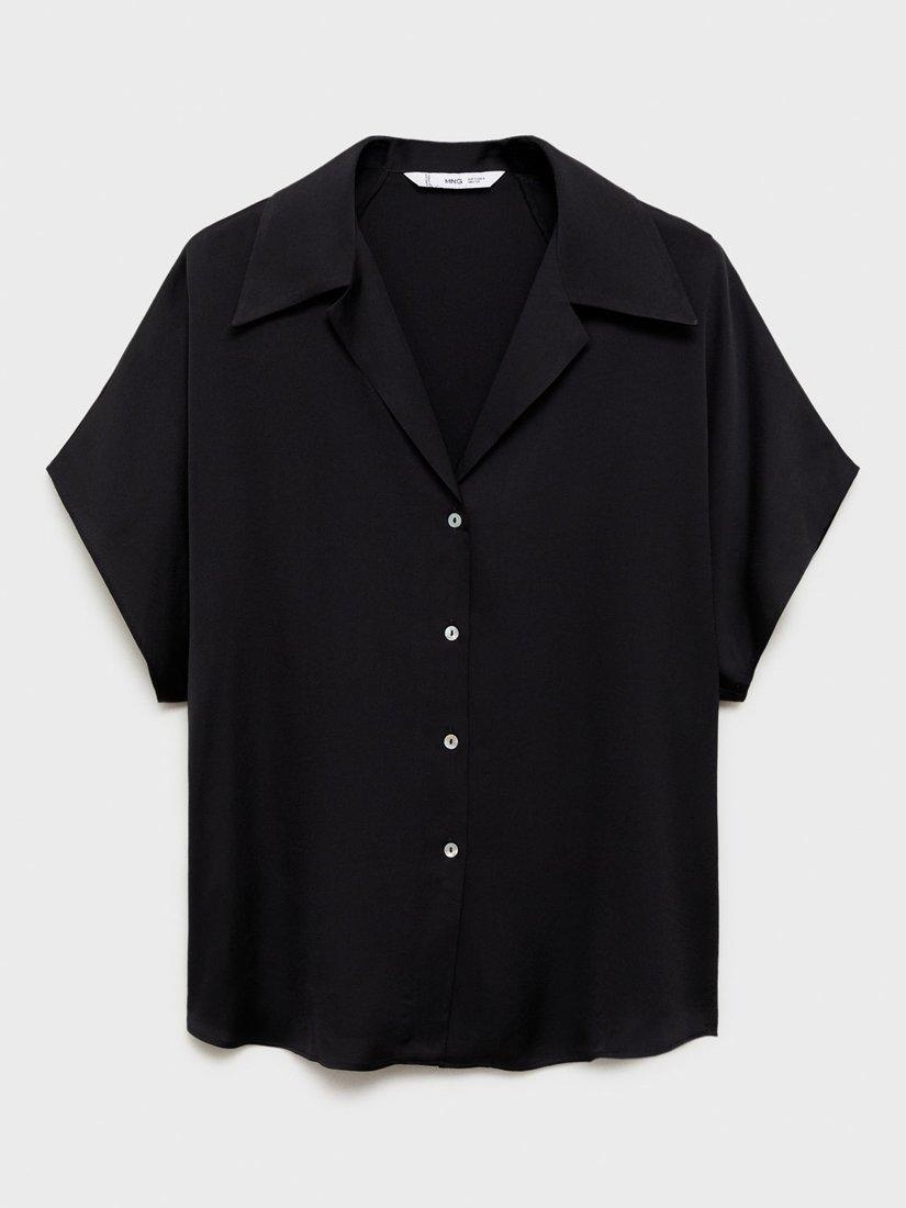 Product image 3 of 8, which shows Mango Sassa Satin Shirt, Black, 4