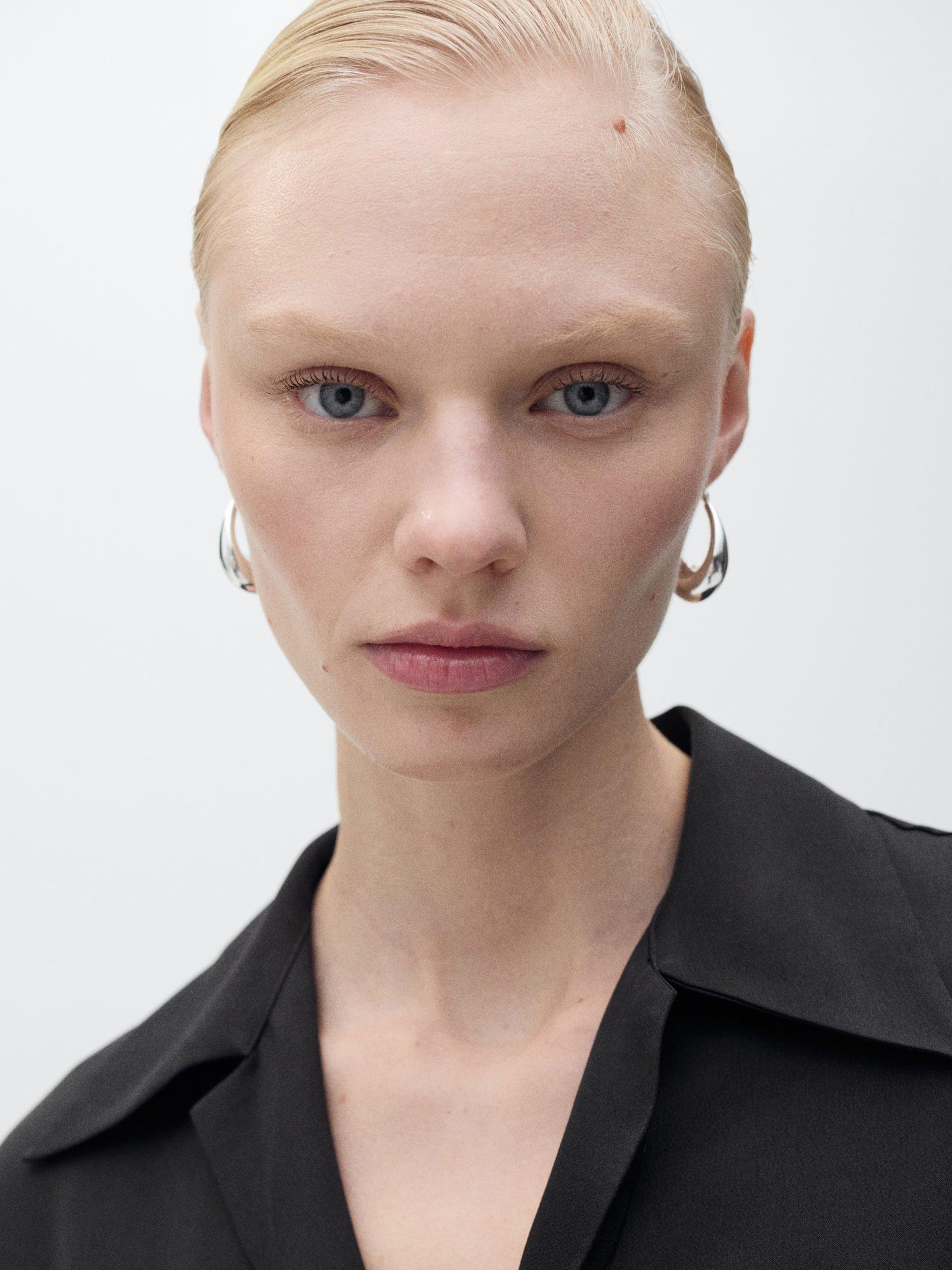 Product image 6 of 8, which shows Mango Sassa Satin Shirt, Black, 4
