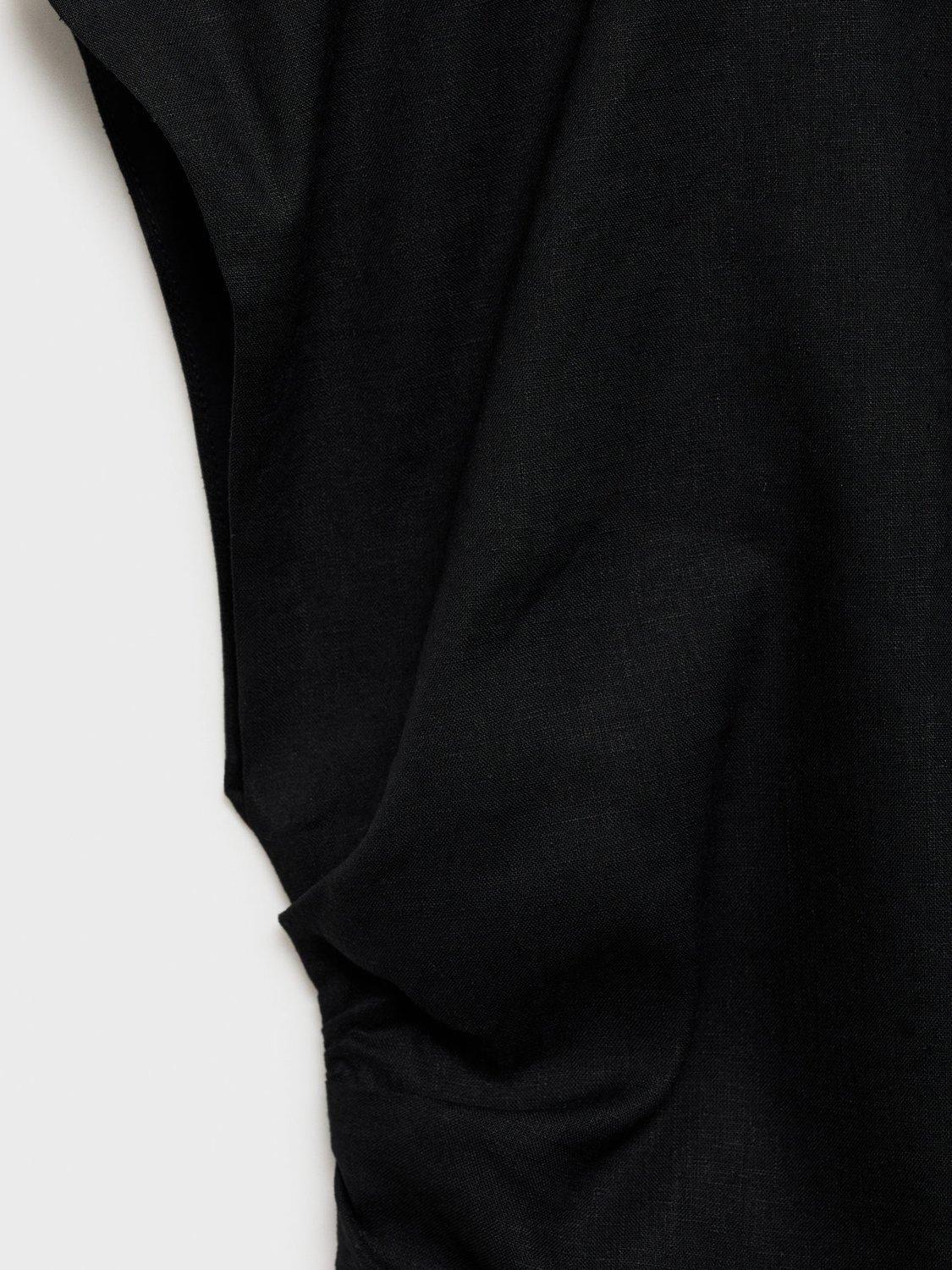 Product image 7 of 7, which shows Mango Bari One Shoulder Linen Blend Blouse, Black, L