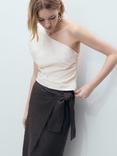 Mango Bari One Shoulder Linen Blend Blouse