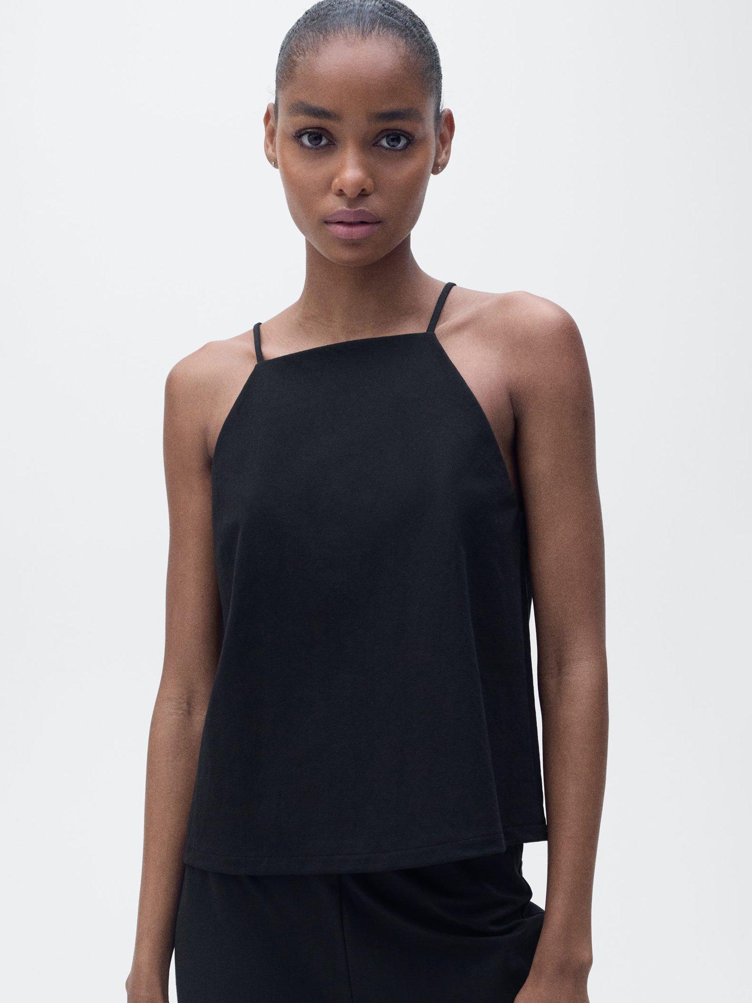 Product image 1 of 8, which shows Mango Catleen Halterneck Sleeveless Top, Black, S